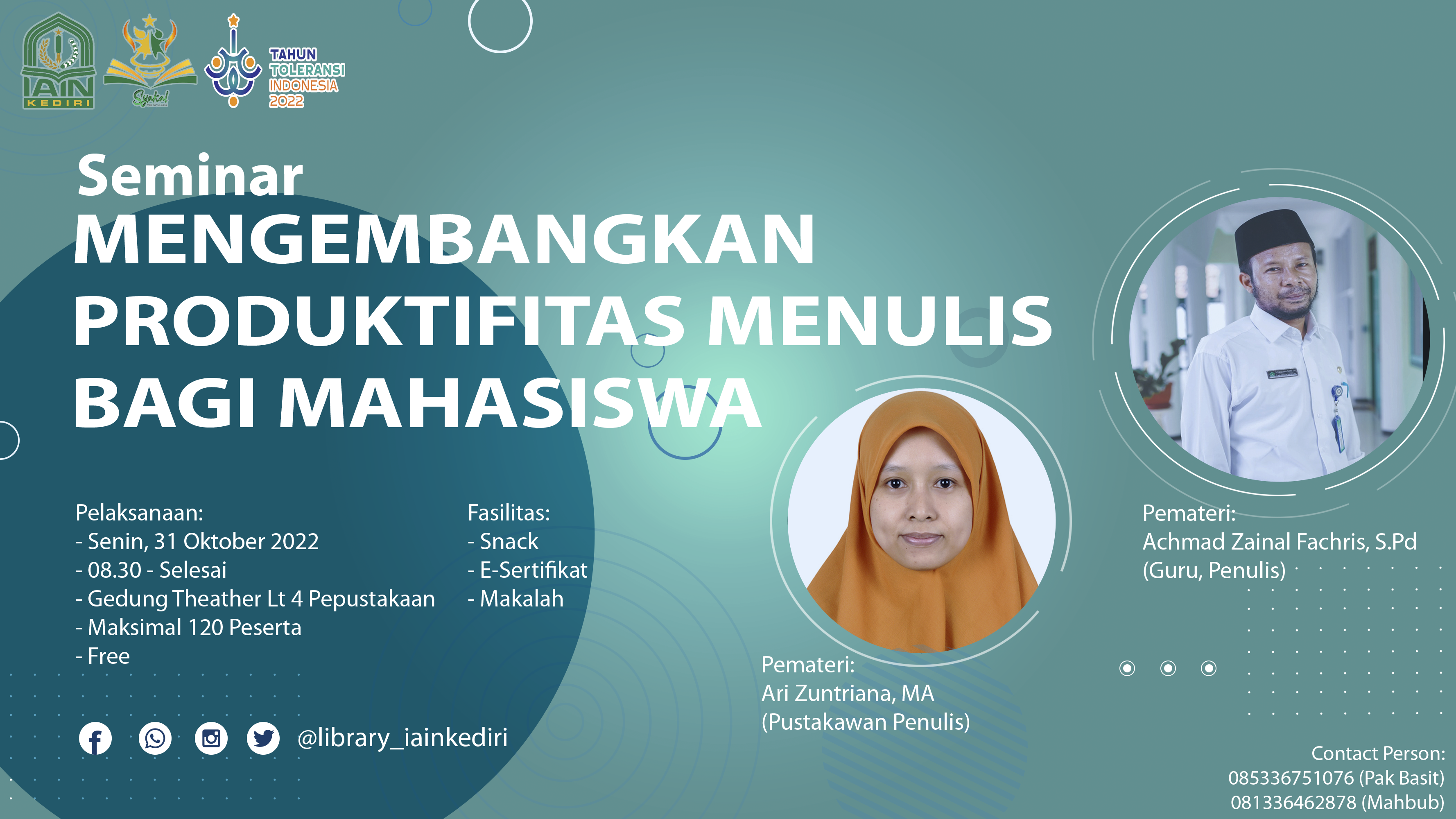 Pendaftaran Seminar Mengembangkan Produktifitas Menulis Bagi Mahasiswa